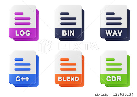 3d file format type icon set bundle log bin wav c plus blend cdr 125639134