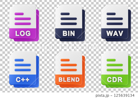 3d file format type icon set bundle log bin wav c plus blend cdr 125639134