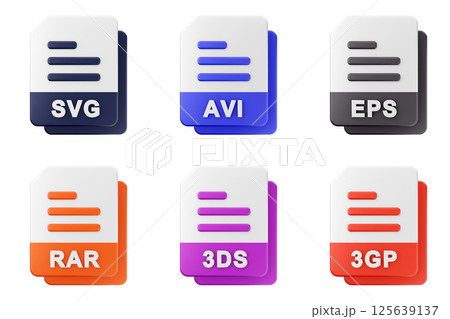 3d file format type icon set bundle svg avi eps rar 3ds 3gp 125639137