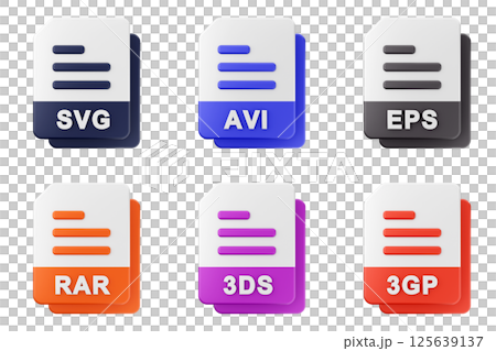 3d file format type icon set bundle svg avi eps rar 3ds 3gp 125639137