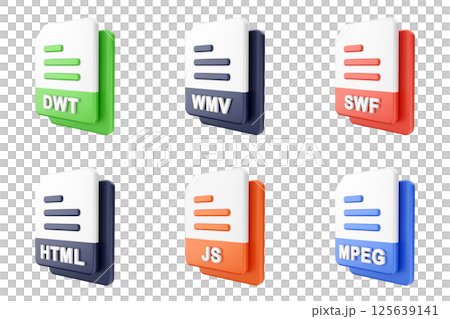 3d file format type icon set bundle dwt wmv swf html js mpeg 125639141