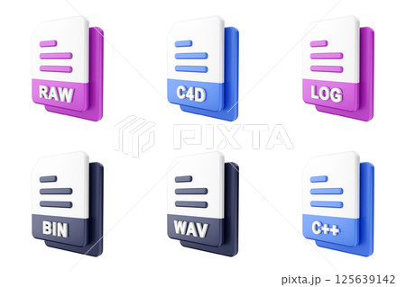 3d file format type icon set bundle raw c4d log bin wav c plus 125639142