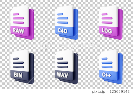 3d file format type icon set bundle raw c4d log bin wav c plus 125639142
