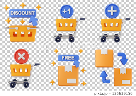 3d online shop sale buy purchase discount payment icon set bundle 125639156
