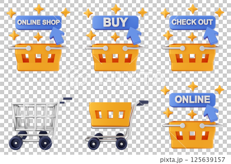 3d online shop sale buy purchase discount payment icon set bundle 125639157