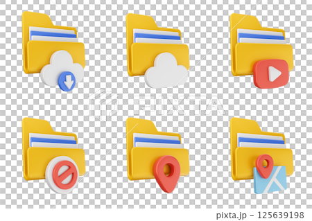 3d file folder document information archive icon set bundle 125639198