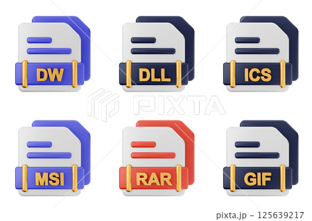 3d file format type icon set bundle dw dll ics msi rar gif 125639217