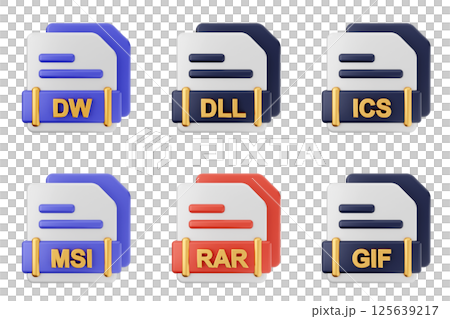 3d file format type icon set bundle dw dll ics msi rar gif 125639217