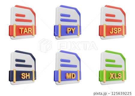 3d file format type icon set bundle tar py jsp sh md xls 125639225