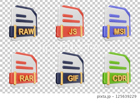 3d file format type icon set bundle raw js msi rar gif cdr 125639229