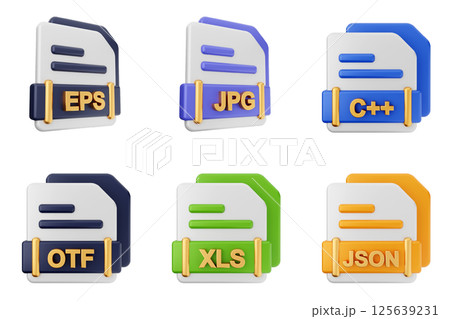 3d file format type icon set bundle eps jpg c plus otf xls json 125639231