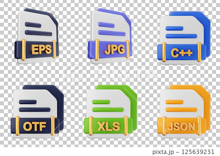 3d file format type icon set bundle eps jpg c plus otf xls json 125639231