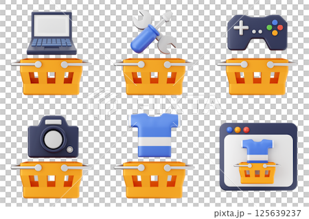 3d online shop sale buy purchase discount payment icon set bundle 125639237