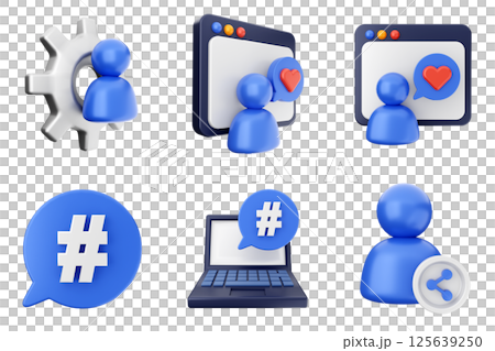3d social media like online share follow chat comment icon set bundle 125639250