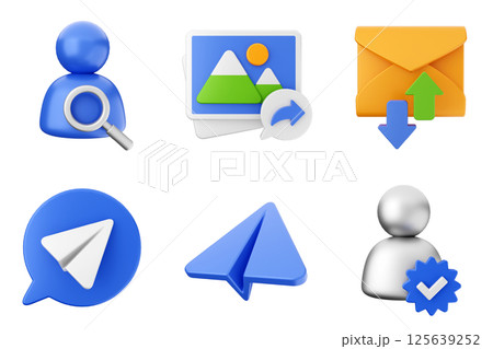 3d social media like online share follow chat comment icon set bundle 125639252