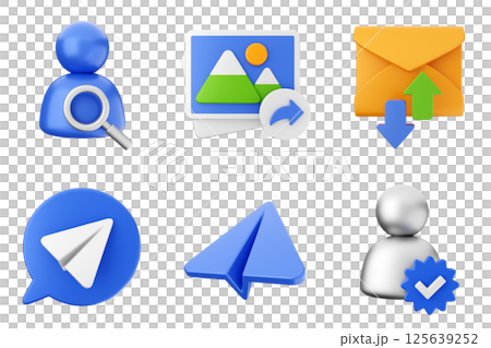 3d social media like online share follow chat comment icon set bundle 125639252