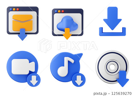 3d download data file media icon set bundle 3d download data file media icon set bundle 125639270