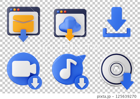 3d download data file media icon set bundle 3d download data file media icon set bundle 125639270