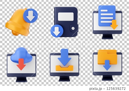 3d download data file media icon set bundle 125639272