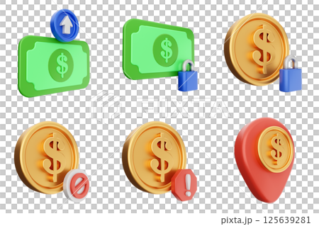 3d payment money finance transaction icon set bundle 125639281