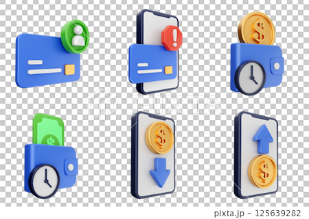 3d payment money finance transaction icon set bundle 125639282
