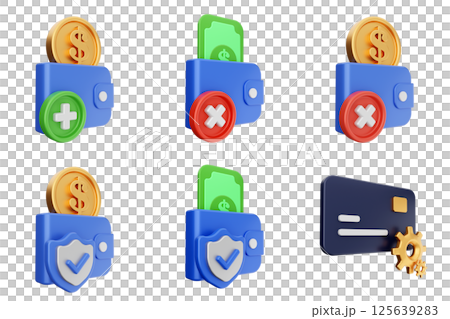 3d payment money finance transaction icon set bundle 125639283