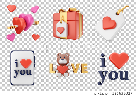 3d valentines day icon set bundle 125639327
