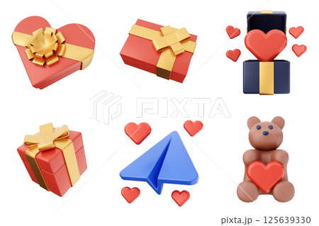 3d valentines day icon set bundle 125639330