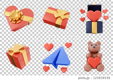 3d valentines day icon set bundle 125639330