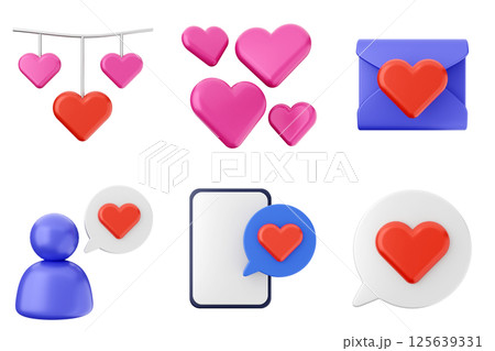 3d valentines day icon set bundle 125639331