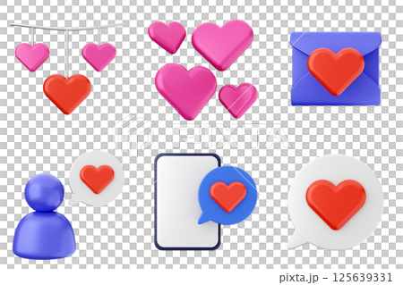 3d valentines day icon set bundle 125639331