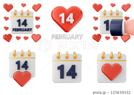 3d valentines day icon set bundle 125639332