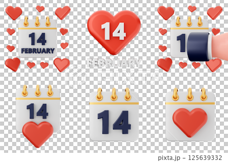 3d valentines day icon set bundle 125639332
