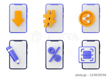 3d smartphone app icon set bundle 125639356