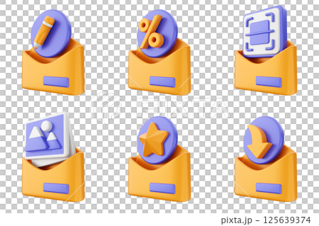 3d mail email message document envelope icon set bundle 3d mail email message document envelope icon set bundle 125639374
