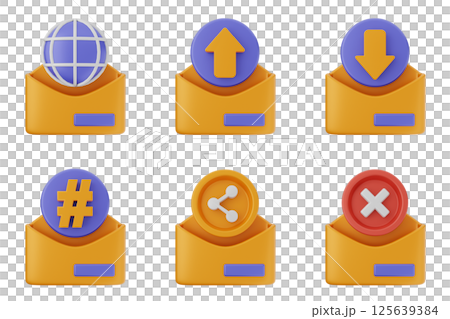 3d mail email message document envelope icon set bundle 125639384