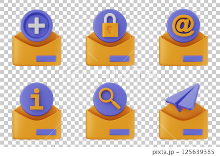 3d mail email message document envelope icon set bundle 125639385