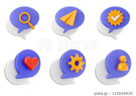 3d chat bubble message speech talk icon set bundle 3d chat bubble message speech talk icon set bundle 125639420
