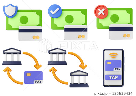 3d money payment transaction icon set bundle 3d money payment transaction icon set bundle 125639434