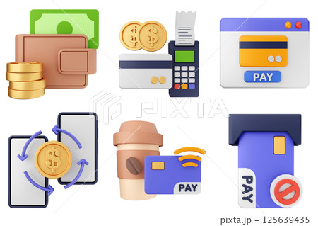 3d money payment transaction icon set bundle 125639435