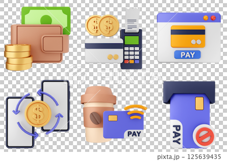 3d money payment transaction icon set bundle 3d money payment transaction icon set bundle 125639435