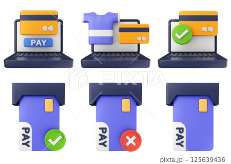 3d money payment transaction icon set bundle 125639436