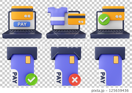 3d money payment transaction icon set bundle 125639436