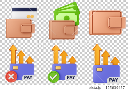 3d money payment transaction icon set bundle 125639437