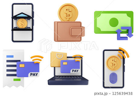 3d money payment transaction icon set bundle 125639438