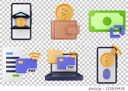3d money payment transaction icon set bundle 125639438