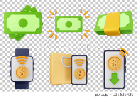 3d money payment transaction icon set bundle 125639439