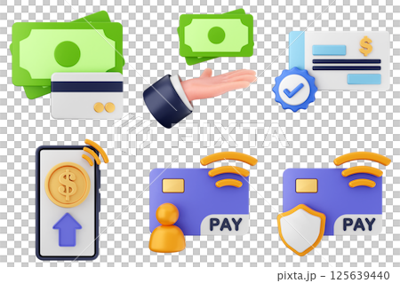3d money payment transaction icon set bundle 125639440