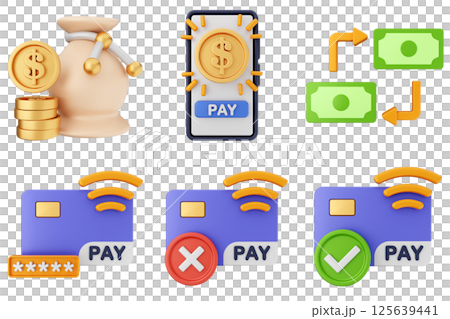 3d money payment transaction icon set bundle 125639441