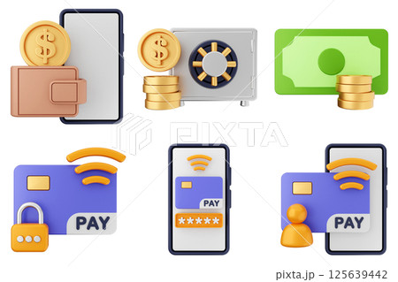 3d money payment transaction icon set bundle 125639442